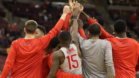 Ohio State huddles prior to a game this season. 