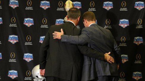 Dabo Swinney and Urban Meyer before the Fiestaa Bowl.