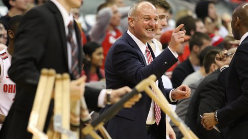 Ohio State coach Thad Matta enjoys a win over Michigan State. 