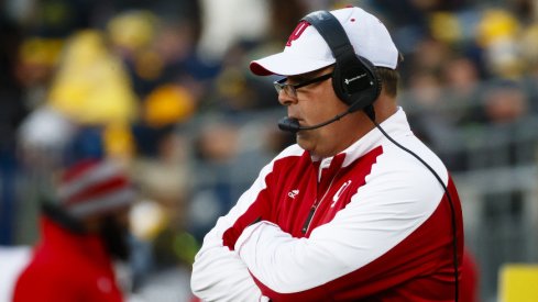 Nov 19, 2016; Ann Arbor, MI, USA; Indiana Hoosiers head coach Kevin Wilson on the sideline in the first half against the Michigan Wolverines at Michigan Stadium. Mandatory Credit: Rick Osentoski-USA TODAY Sports