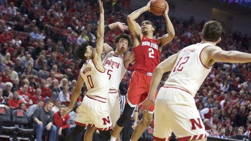 Ohio State's Marc Loving takes a shot inside vs. Nebraska.