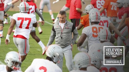 Urban Meyer coaches up his team before the bowl game against Clemson.