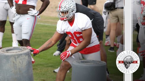 Ohio State defensive lineman Dre'Mont Jones dodges trash for the February 17th 2017 Skull Session.