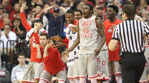 Ohio State's bench celebrates during win over Wisconsin. 