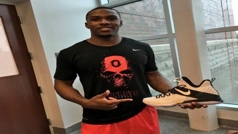 Ohio State cornerback Kendall Sheffield with his new LeBron XIVs.