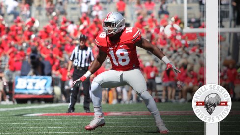 Ohio State defensive end Jonathon Cooper breaks for the March 2nd 2017 Skull Session