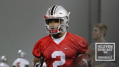 J.K. Dobbins practices at Ohio State during Spring Football.