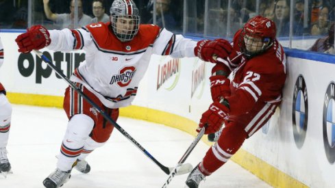 Ohio State's Sasha Larocque defends against the Wisconsin Badgers at Madison Square Garden.