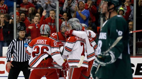 Mason Jobst, Josh Healey, and Nick Schilkey were among six Buckeyes to earn season accolades from Big Ten Hockey. 