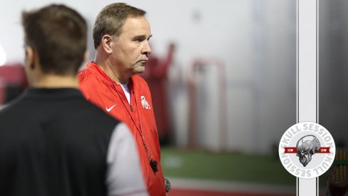 Ohio State offensive coordinator Kevin Wilson watches over the Ides of March 15th 2017 Skull Session