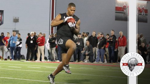 Raekwon McMillan catches a pass for the March 24th 2017 Skull Session