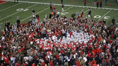 Overhead shot of Ohio State's student appreciation day.