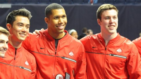 Jake Dastrup, Sean Melton, Jake Martin, Seth Delbridge, Alec Yoder. Ohio State Men's Gymnastics.