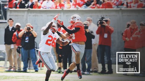 Ohio State players fight for the ball in the 2013 spring game.