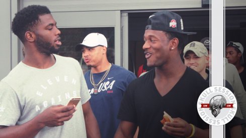 J.T. Barrett and K.J. Hill (and Marshon Lattimore) share a laugh about the April 14th 2017 Skull Session