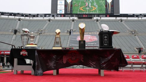 National championship trophies from 2014