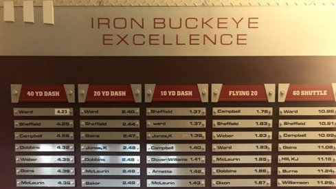 The Ohio State football Iron Buckeye Excellence board