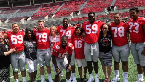 The Ohio State football team and family at Team Photo Day