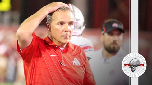 Urban Meyer brushes his hairline back for the September 1st 2017 Skull Session