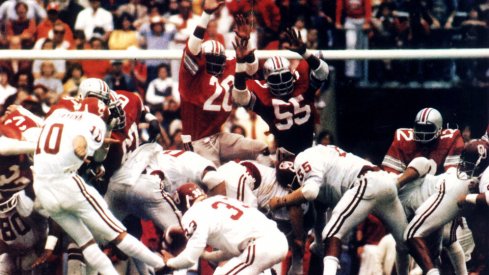 Oklahoma's Uwe von Schamann kicks a game-winning, 41-yard field goal against Ohio State in Columbus, Ohio, in 1977. The kick is one of most historical moments in OU's rich football tradition.