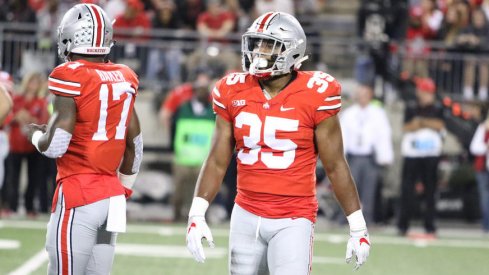 Jerome Baker (17) and Chris Worley (35) were on the field for every Ohio State defensive snap on Saturday.