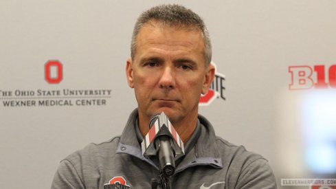 Urban Meyer held his latest press conference at the Woody Hayes Athletic Center on Monday.