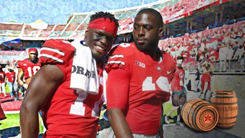 jerome baker and JT Barrett after the UNLV game, 2017