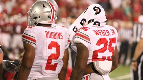 Mike Weber and J.K. Dobbins could have busy afternoons against Maryland.