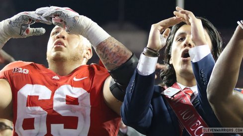 The homecoming court joined the Buckeye football team for the latest installment of Carmen Ohio.