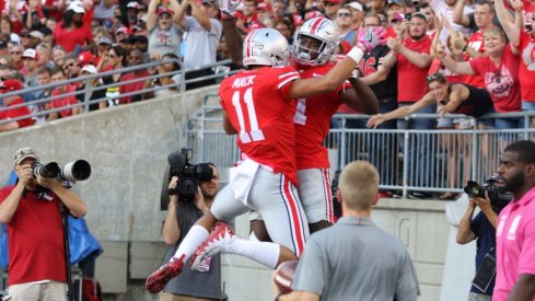 Ohio State wide receivers Austin Mack and Parris Campbell