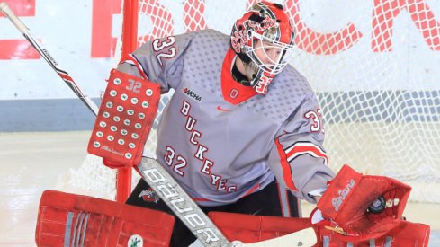 Ohio State goaltender Kassidy Sauve in wall mode.