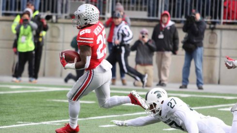 Mike Weber exploded for two long touchdown runs against the Spartans' vaunted rush defense.