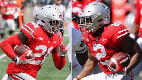 Parris Campbell and J.K. Dobbins each have over 1,000 all-purpose yards in 2017 with one game to play. (Dobbins photo: Joe Maiorana-USA TODAY Sports)