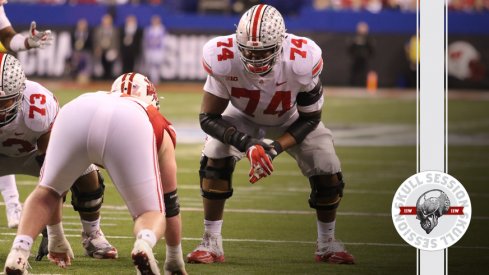 Jamarco Jones prepares to block for the December 16 2017 Skull Session