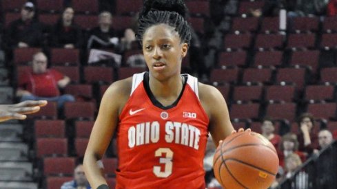 Kelsey Mitchell led all scorers against Nebraska.