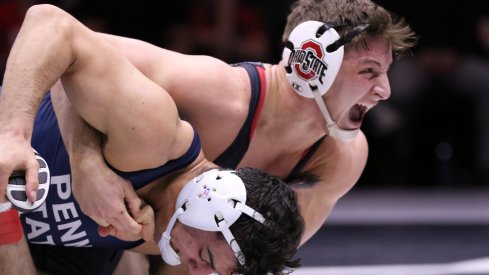 Cody Burcher gets primeval during last year's meet vs. Penn State