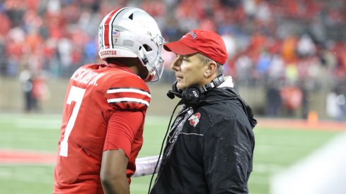 Urban Meyer and Dwayne Haskins.