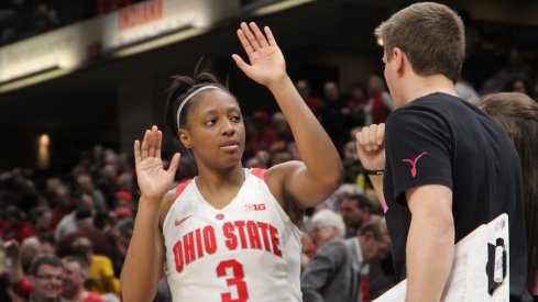 Kelsey Mitchell celebrate the win.