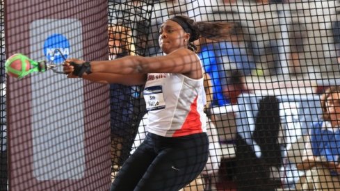 Sade Olatoye throws at NCAA Championships