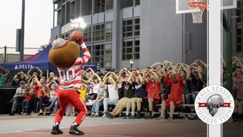 Brutus Buckeye swishes the April 9 2018 Skull Session.