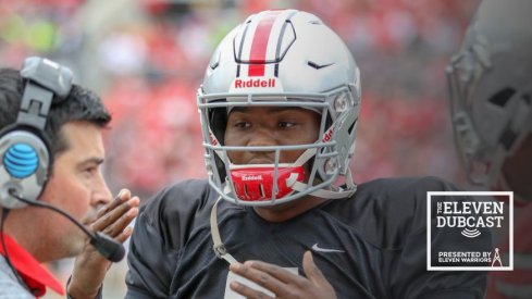 Ohio State quarterback Dwayne Haskins and coach Ryan Day