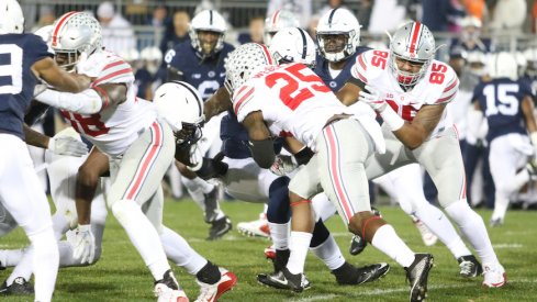 Mike Weber running vs. Penn State at Beaver Stadium in 2016