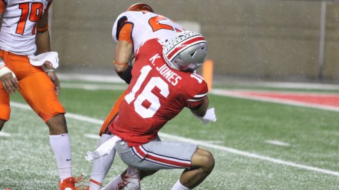 Ohio State coaches emphasize contact with the shoulder, not the head