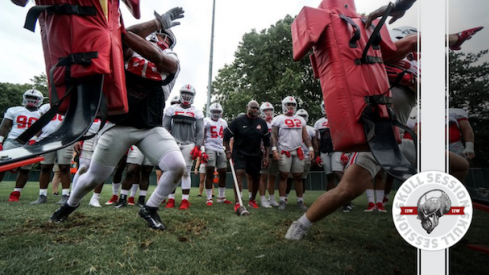 Dre'Mont Jones and Nick Bosa shed blocks into the Monday Skull Session.