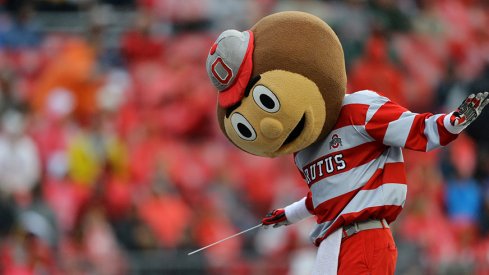 Brutus Buckeye was in some kind of mood during Ohio State's 52-3 win over Rutgers