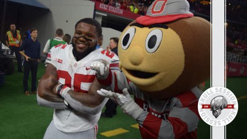 Mike Weber celebrates with Brutus in today's Skull Session.