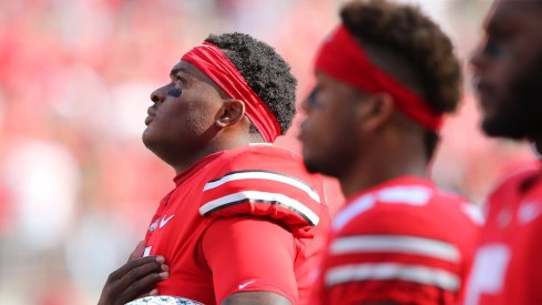 Oct 6, 2018; Columbus, OH, USA; Ohio State Buckeyes quarterback Dwayne Haskins (7) before the game against the Indiana Hoosiers at Ohio Stadium. Mandatory Credit: Joe Maiorana-USA TODAY Sports