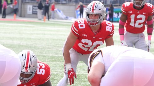 Pete Werner lined up before a play against Minnesota.