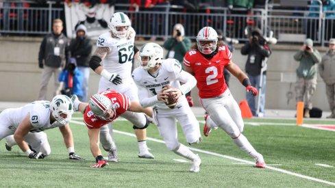 Chase Young chases Lewerke down. 