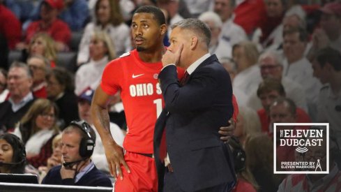 Ohio State men's basketball player Luther Muhammad and coach Chris Holtmann